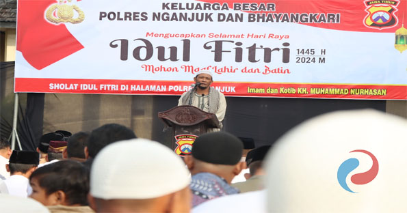Pelaksanaan shalat Idul Fitri di Polres Nganjuk